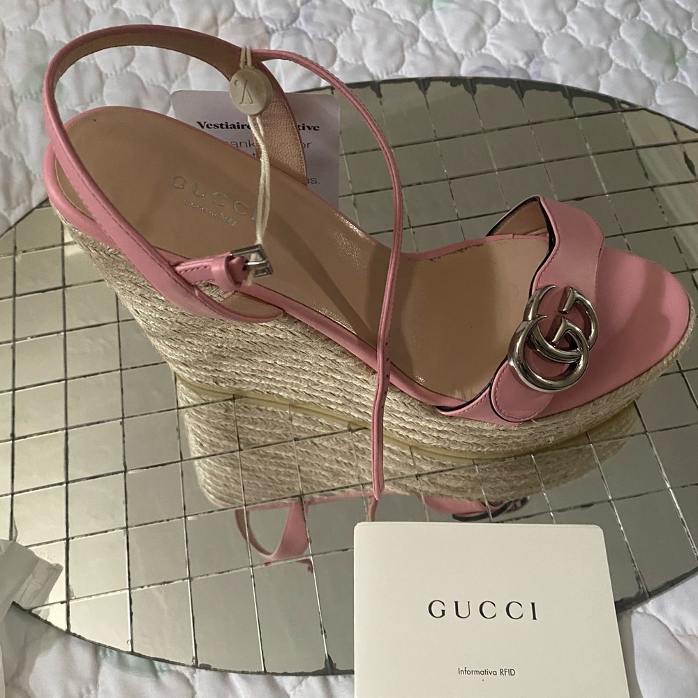 New Authentic Gucci marmont wedges 40.5